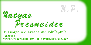 matyas presneider business card